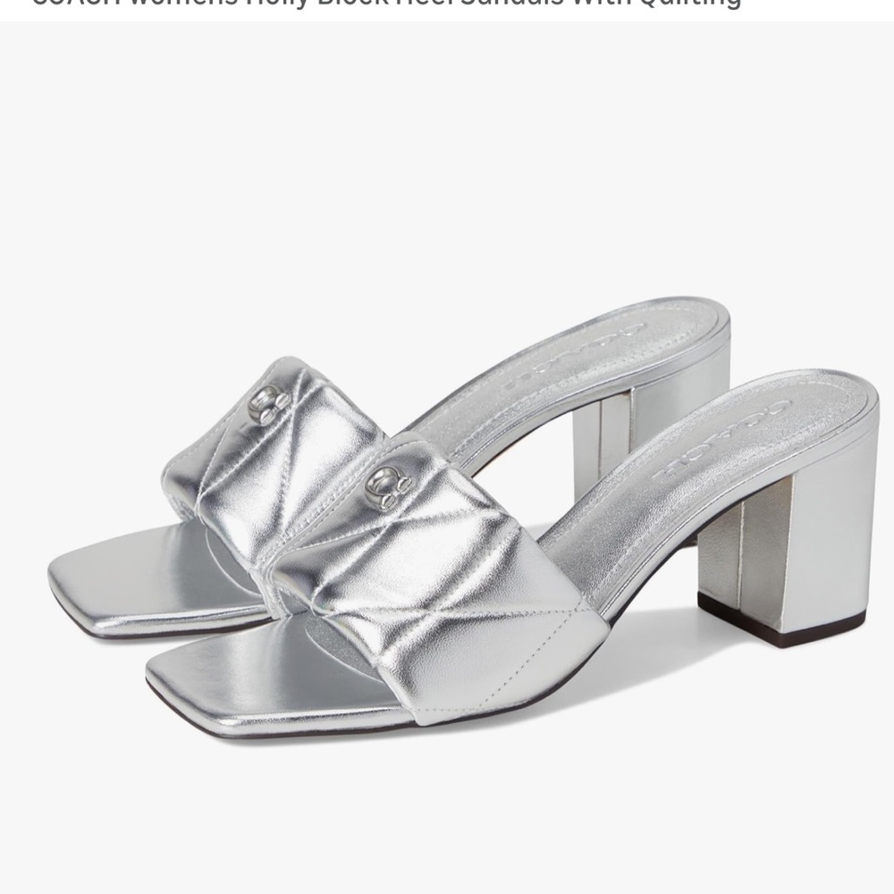New Coach Holly block heel quilted sandals